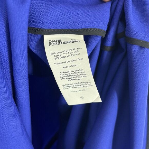 Diane Von Furstenberg Dress Size 6 Green Black Colorblock Midi Sheath Tailored - Picture 6 of 6